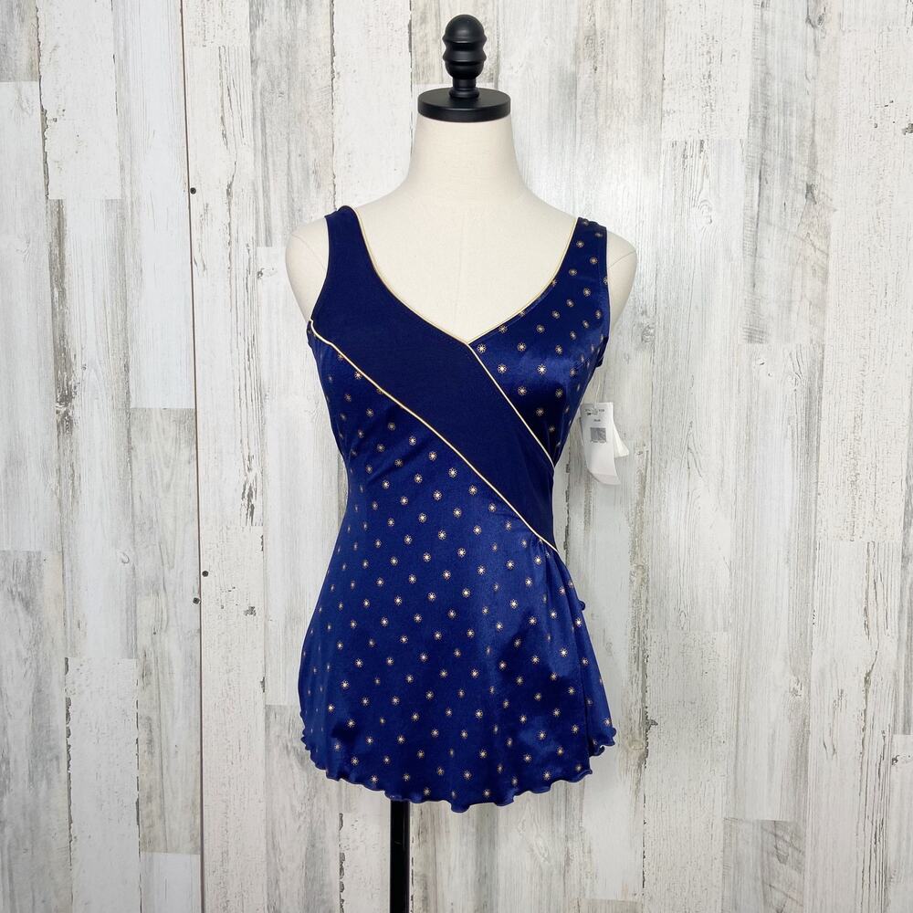NWT Vintage Robby Len Nautical One Piece Swimdress Navy Blue Beach PUG Size 8